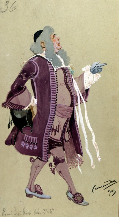 Costume design for Don Bartolo, from The Marriage of Figaro by Wolfgang Amadeus Mozart, 1905 by Luigi Sapelli Caramba